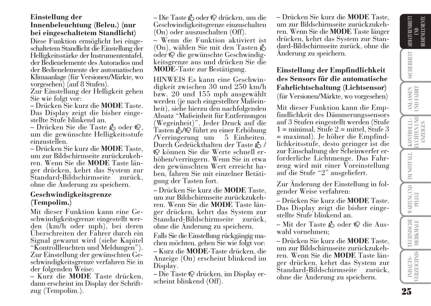 2006-2011 Lancia Ypsilon Bedienungsanleitung | Deutsch