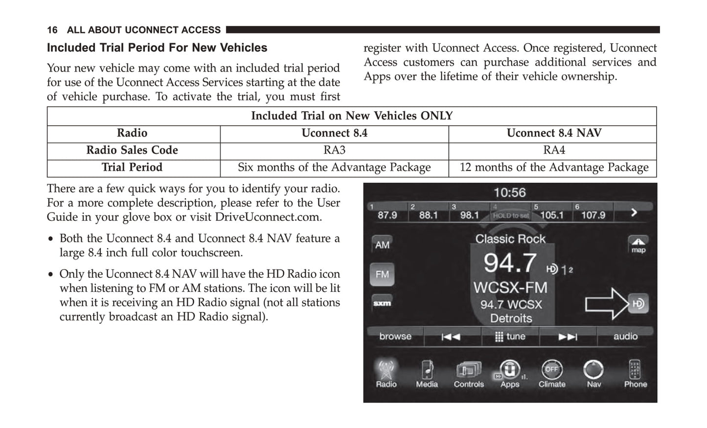Uconnect 8.4 / 8.4 Nav Supplement Bedienungsanleitung