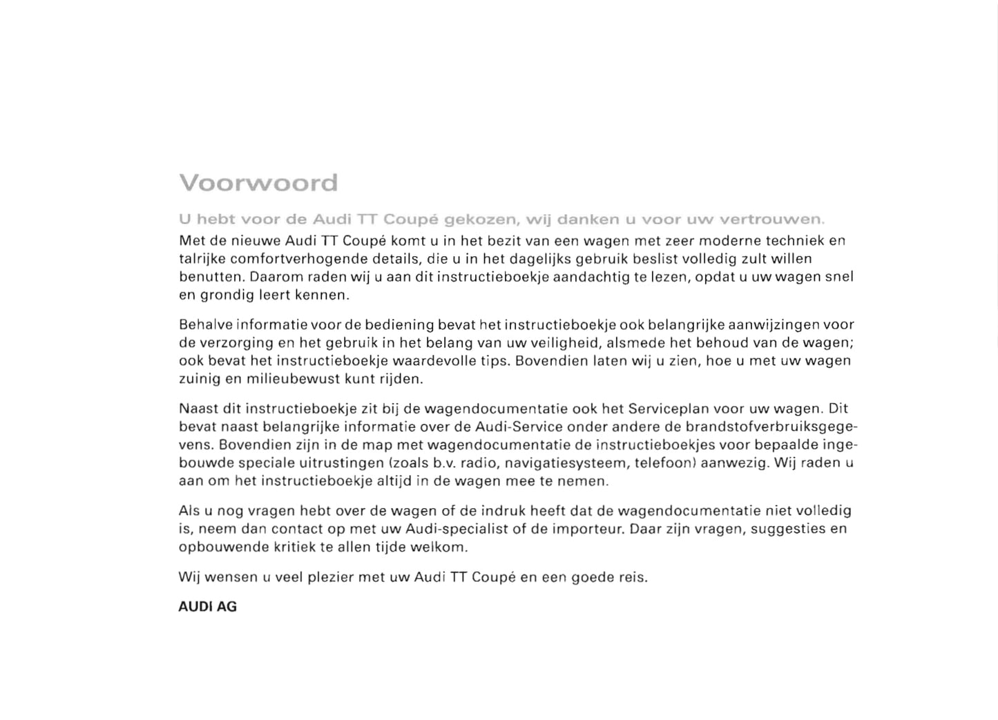 2006-2014 Audi TT Coupé Owner's Manual | Dutch
