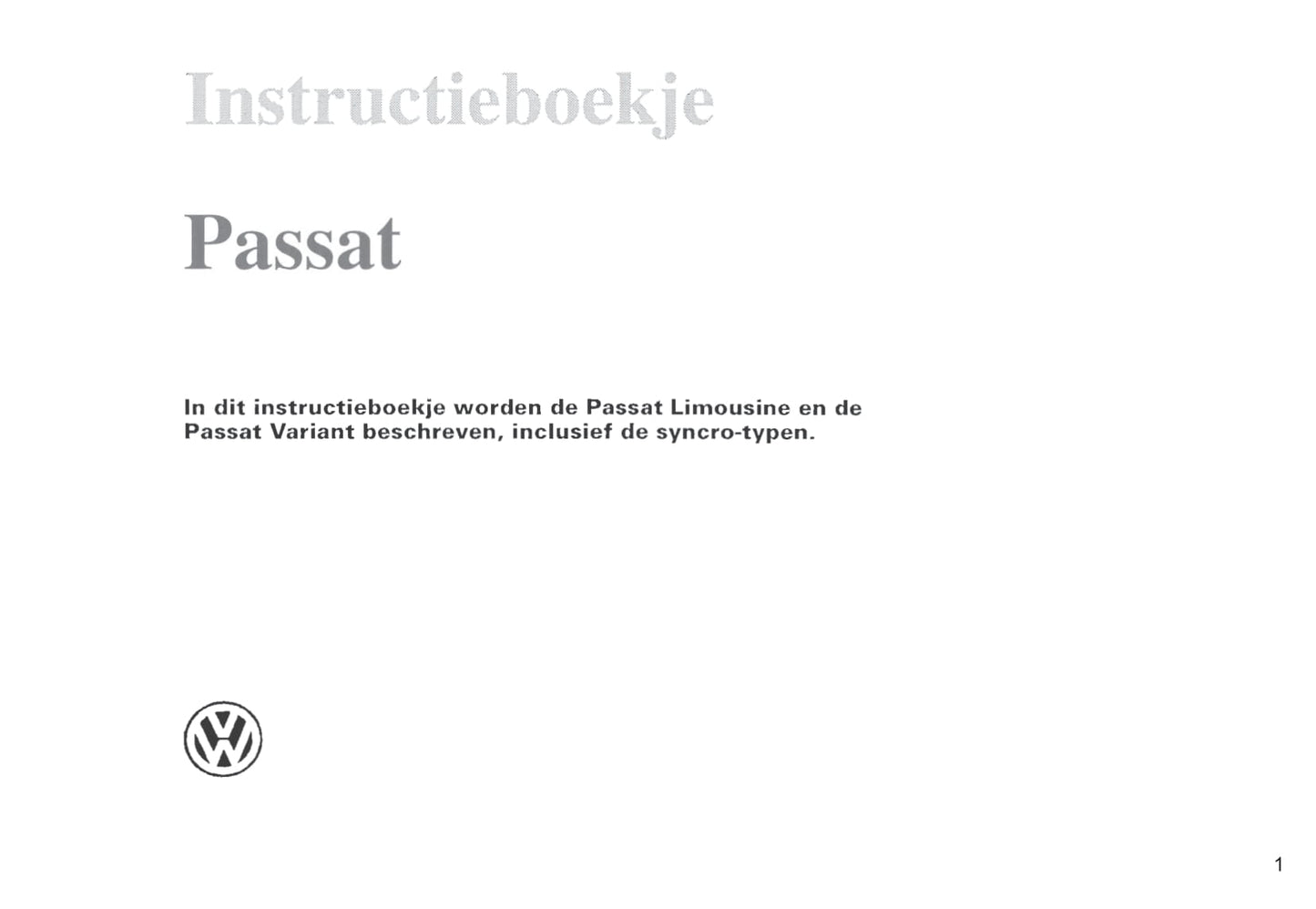 1996-2000 Volkswagen Passat Owner's Manual | Dutch