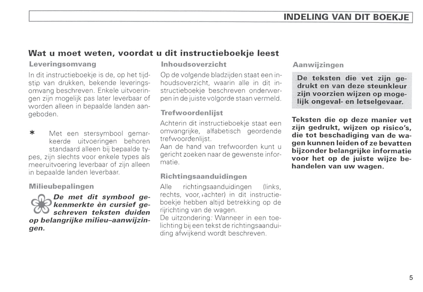 1996-2000 Volkswagen Passat Owner's Manual | Dutch
