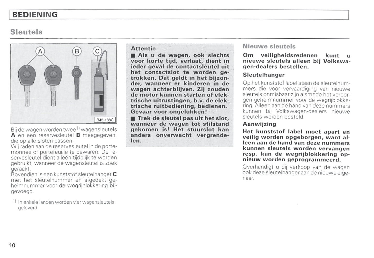 1996-2000 Volkswagen Passat Owner's Manual | Dutch