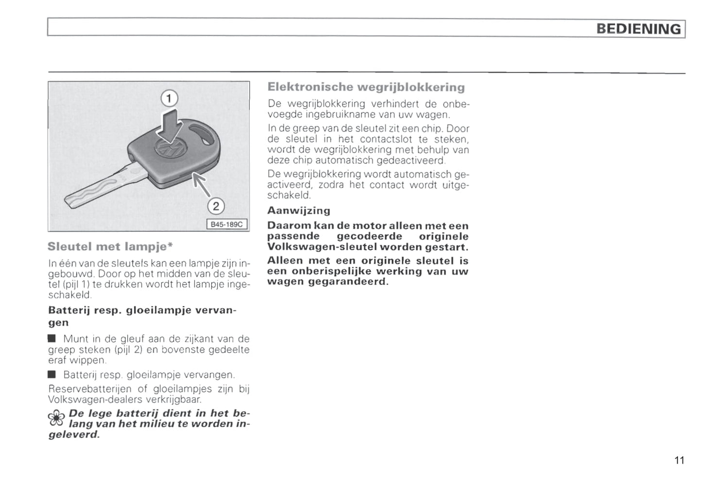 1996-2000 Volkswagen Passat Owner's Manual | Dutch
