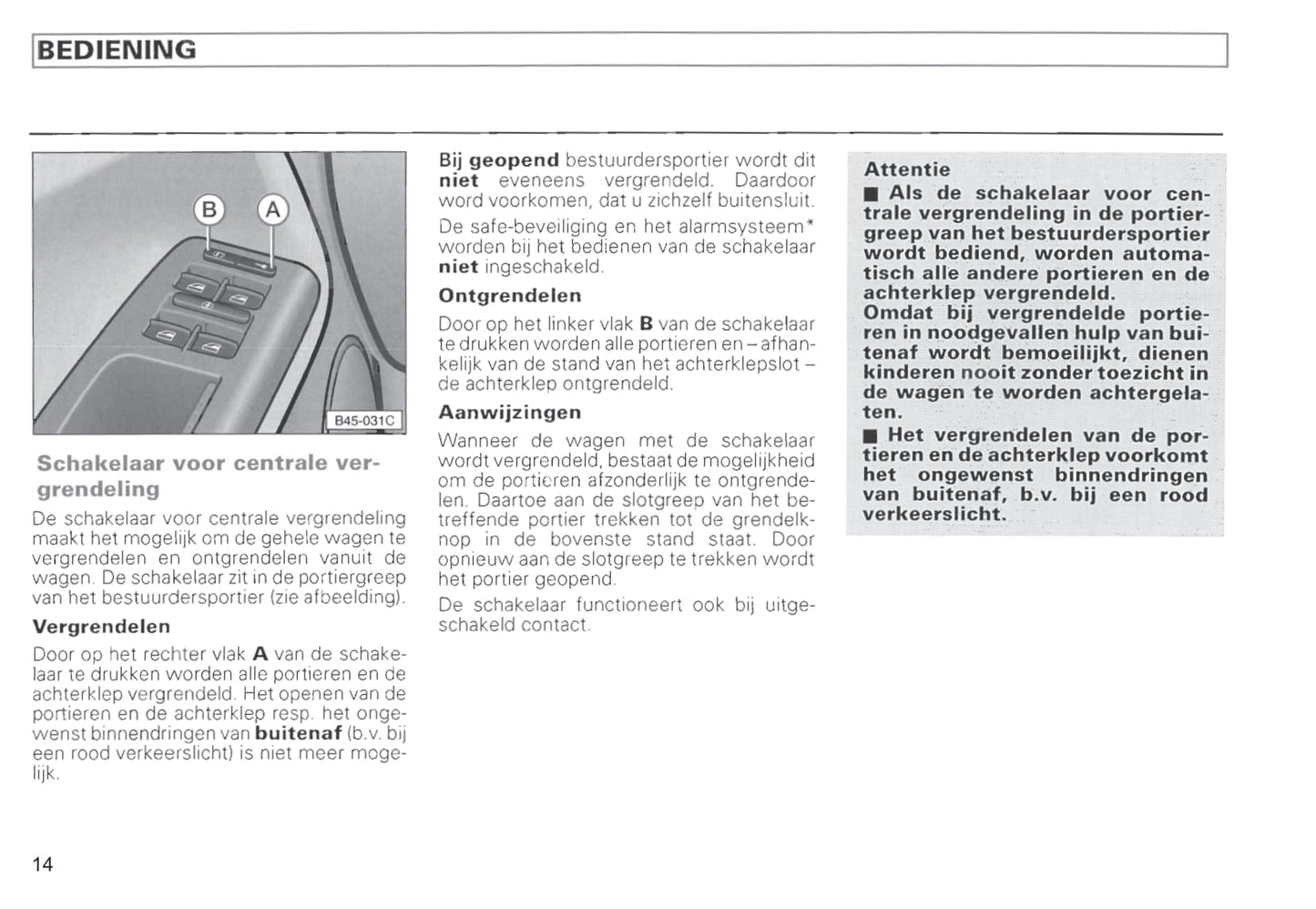 1996-2000 Volkswagen Passat Owner's Manual | Dutch