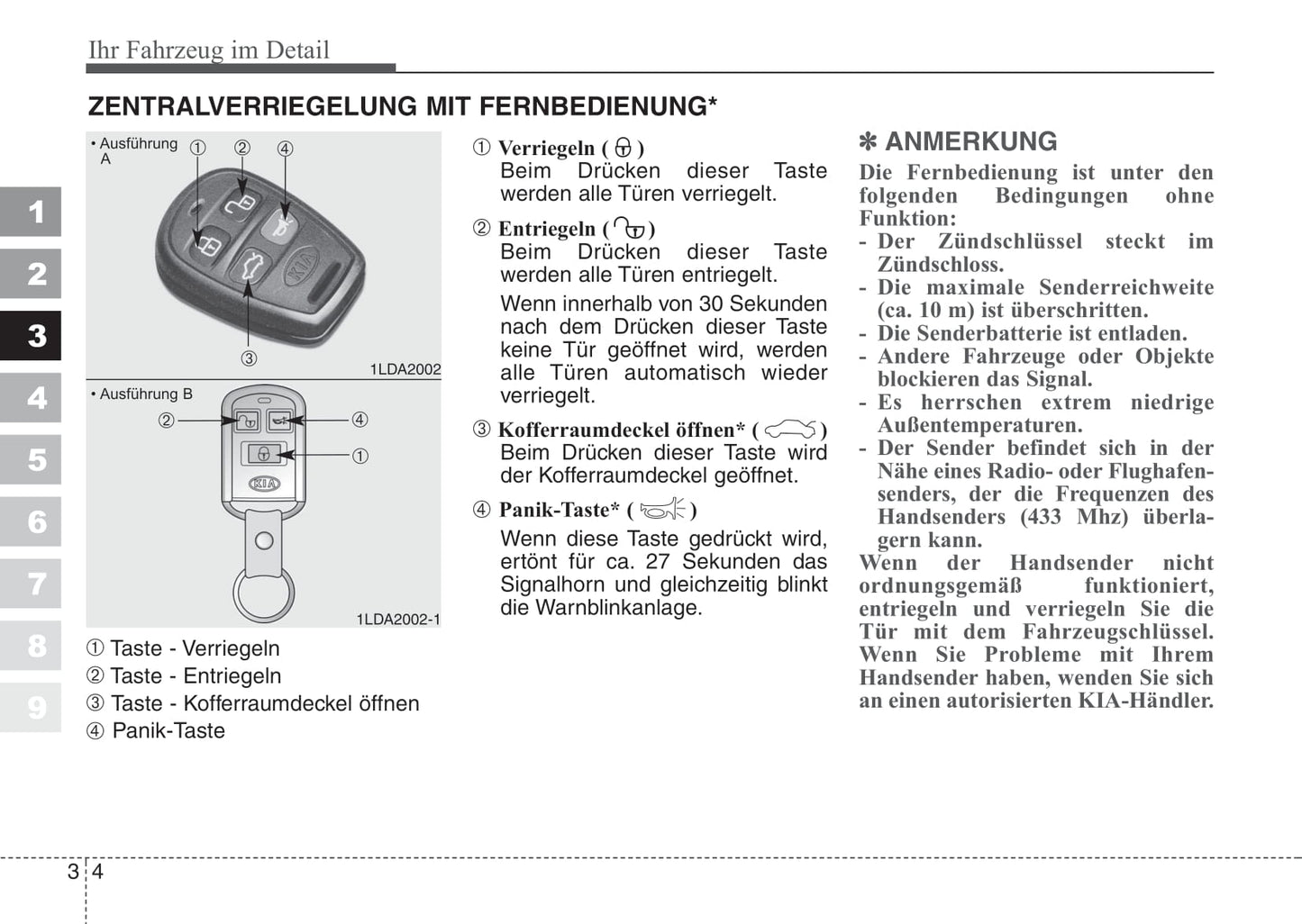 2006-2007 Kia Cerato Bedienungsanleitung | Deutsch