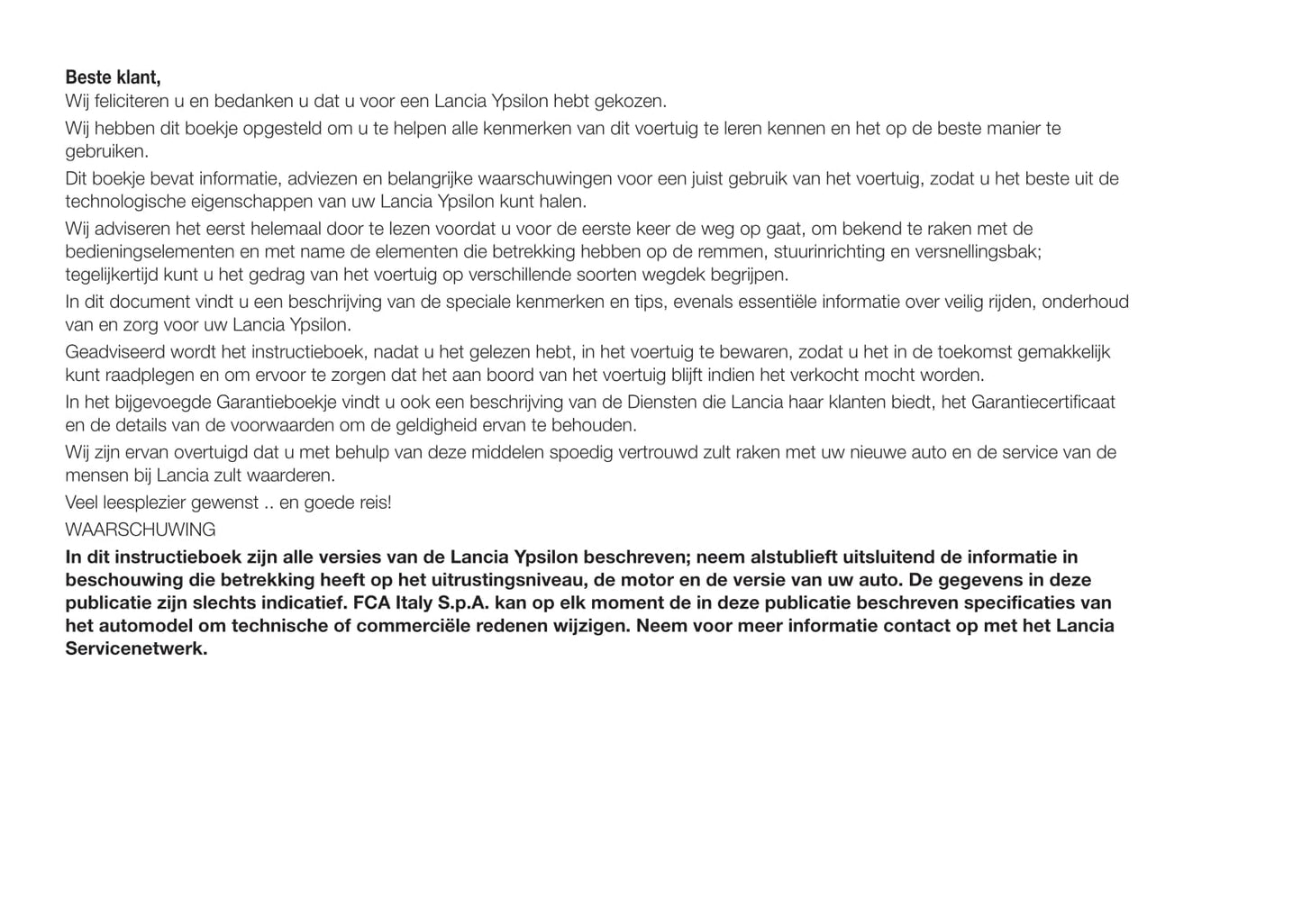 2015-2017 Lancia Ypsilon Owner's Manual | Dutch