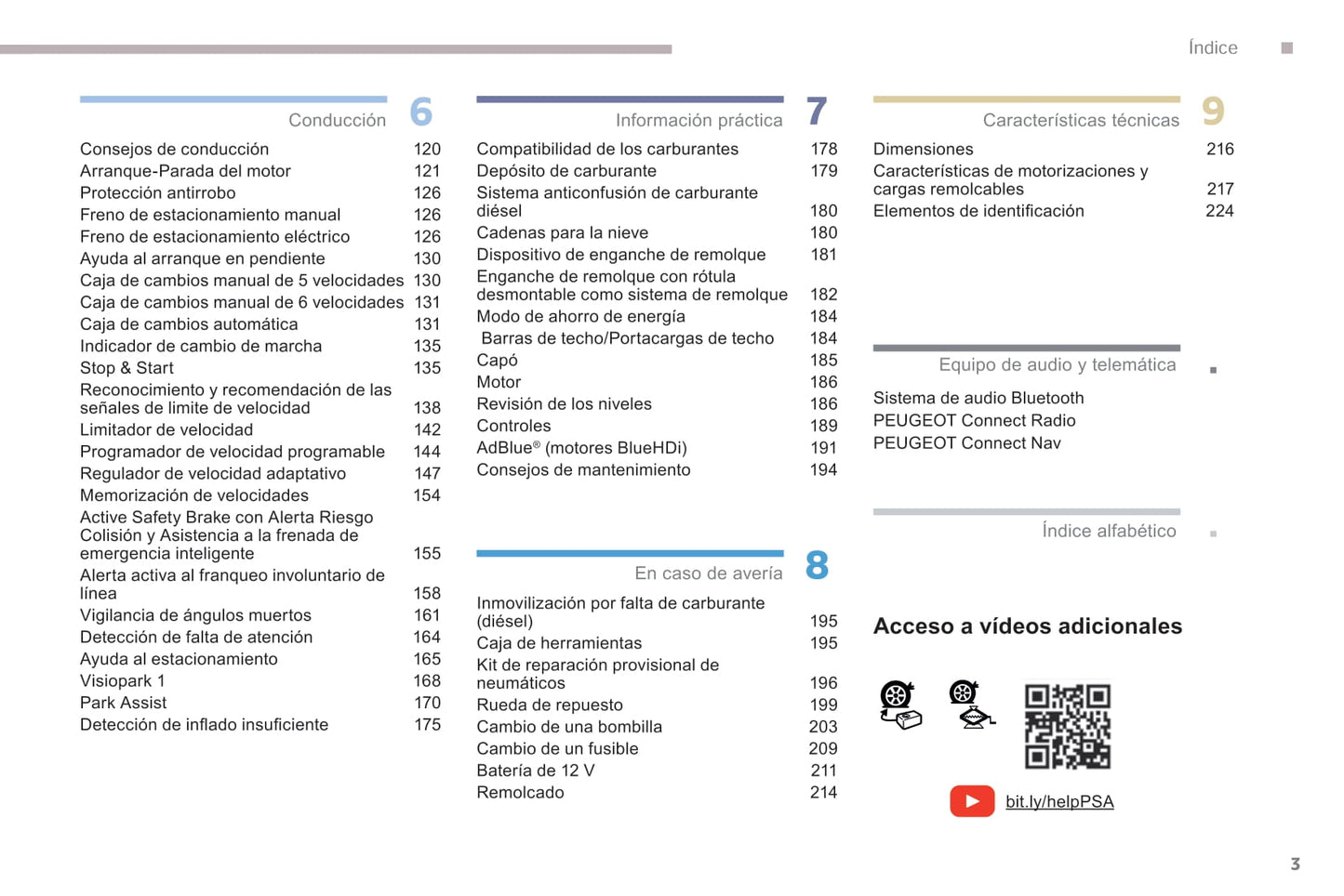 2018-2019 Peugeot Rifter/Partner Owner's Manual | Spanish