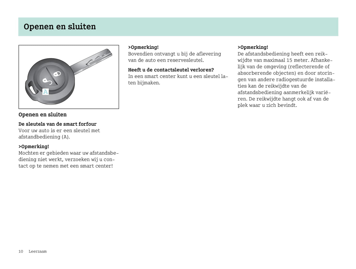 2003-2006 Smart Forfour Bedienungsanleitung | Niederländisch