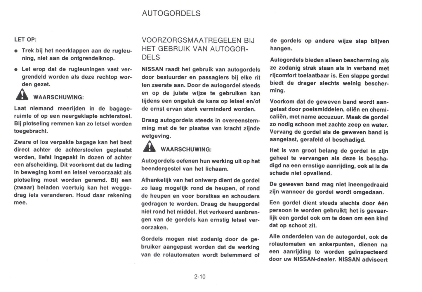 1992-1993 Nissan Micra Owner's Manual | Dutch