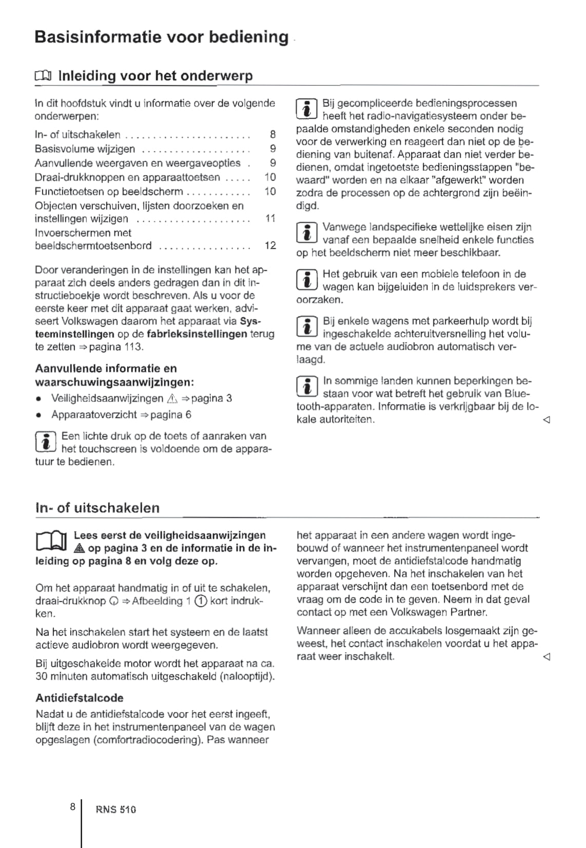 2010 Volkswagen RNS 510 Owner's Manual | Dutch