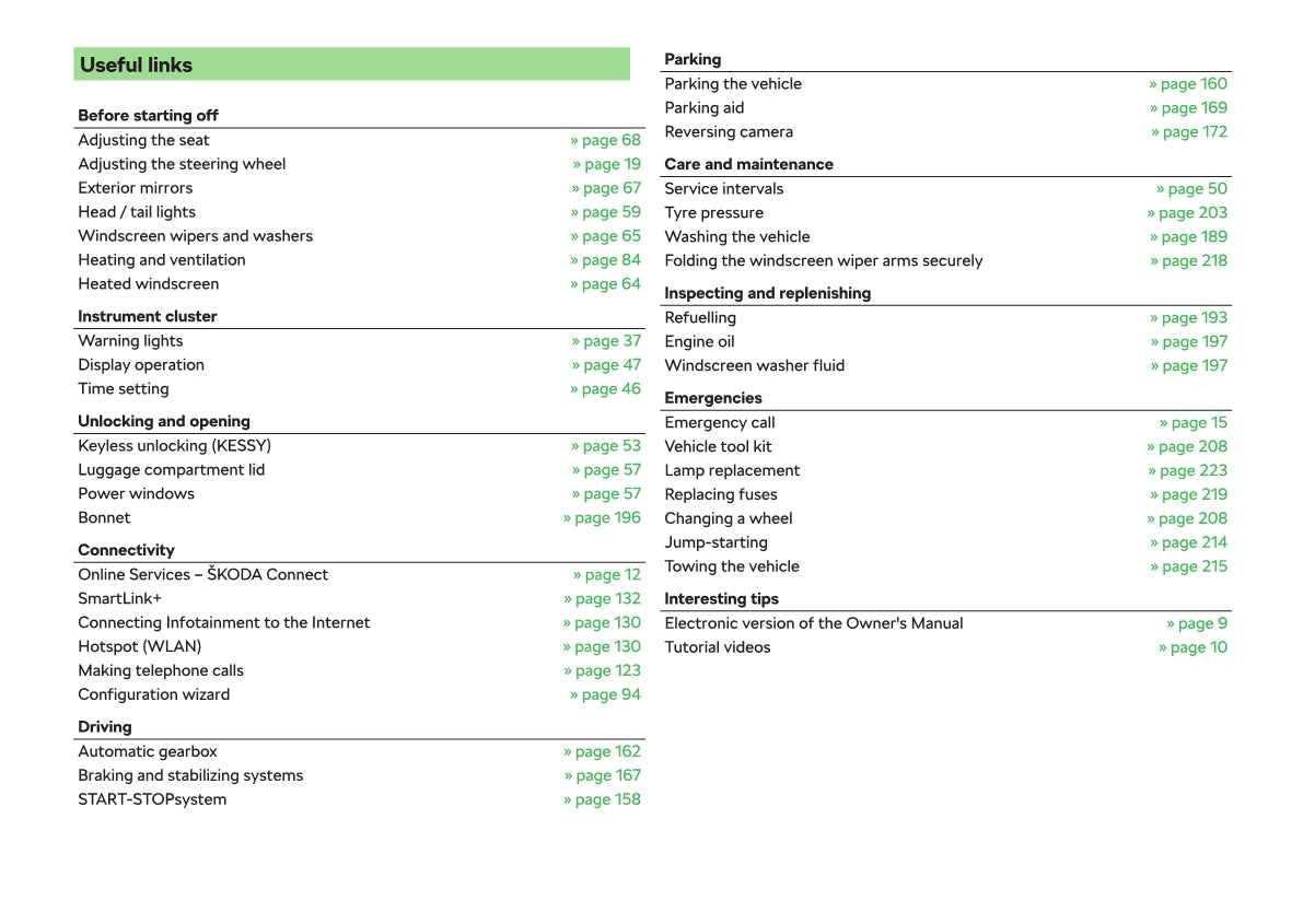 2018-2019 Skoda Rapid Owner's Manual | English