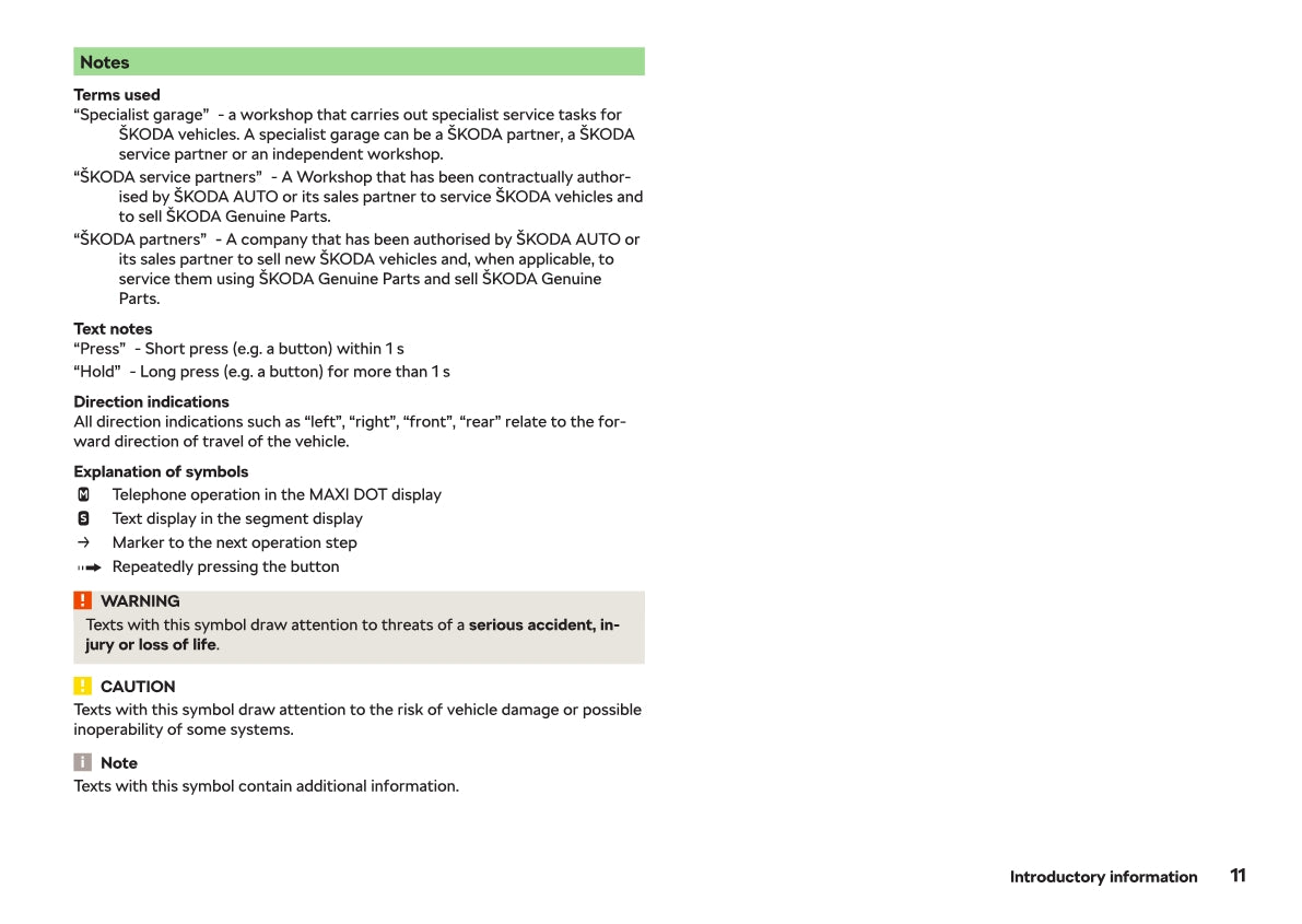 2018-2019 Skoda Rapid Owner's Manual | English
