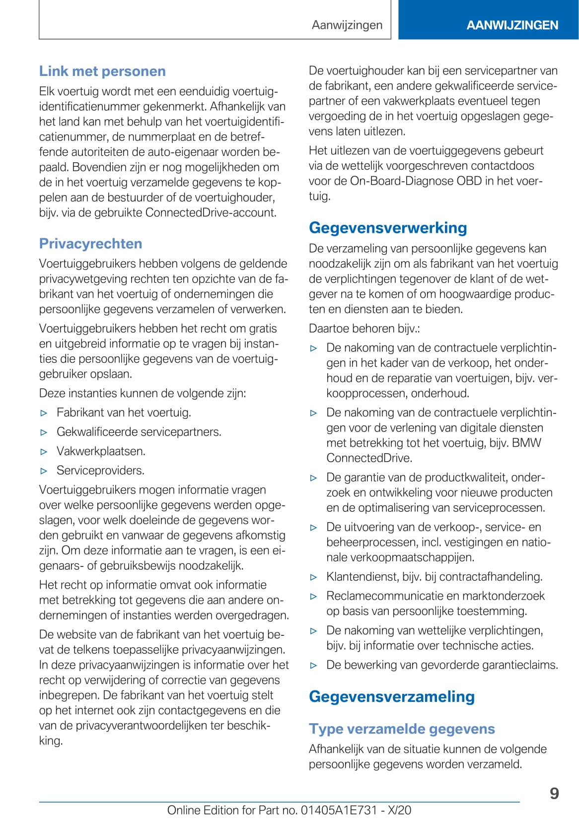 2020-2021 BMW X2 Owner's Manual | Dutch