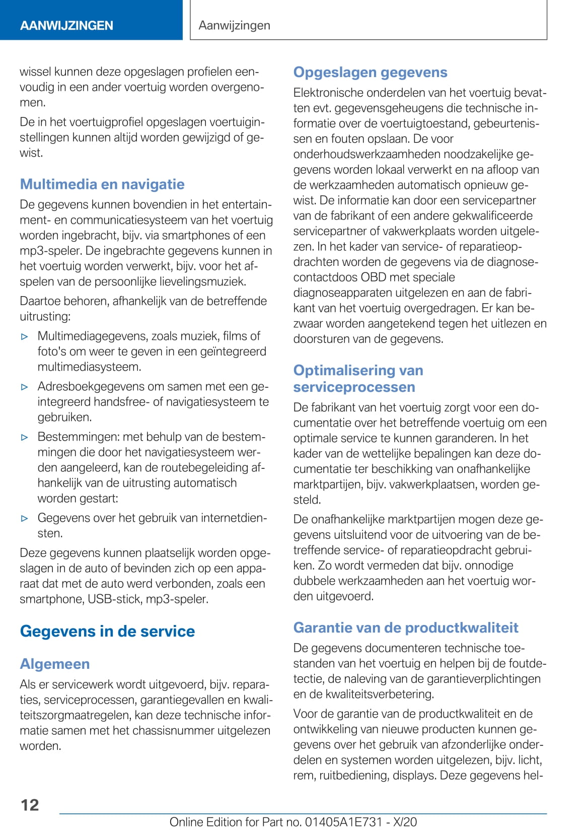 2020-2021 BMW X2 Owner's Manual | Dutch