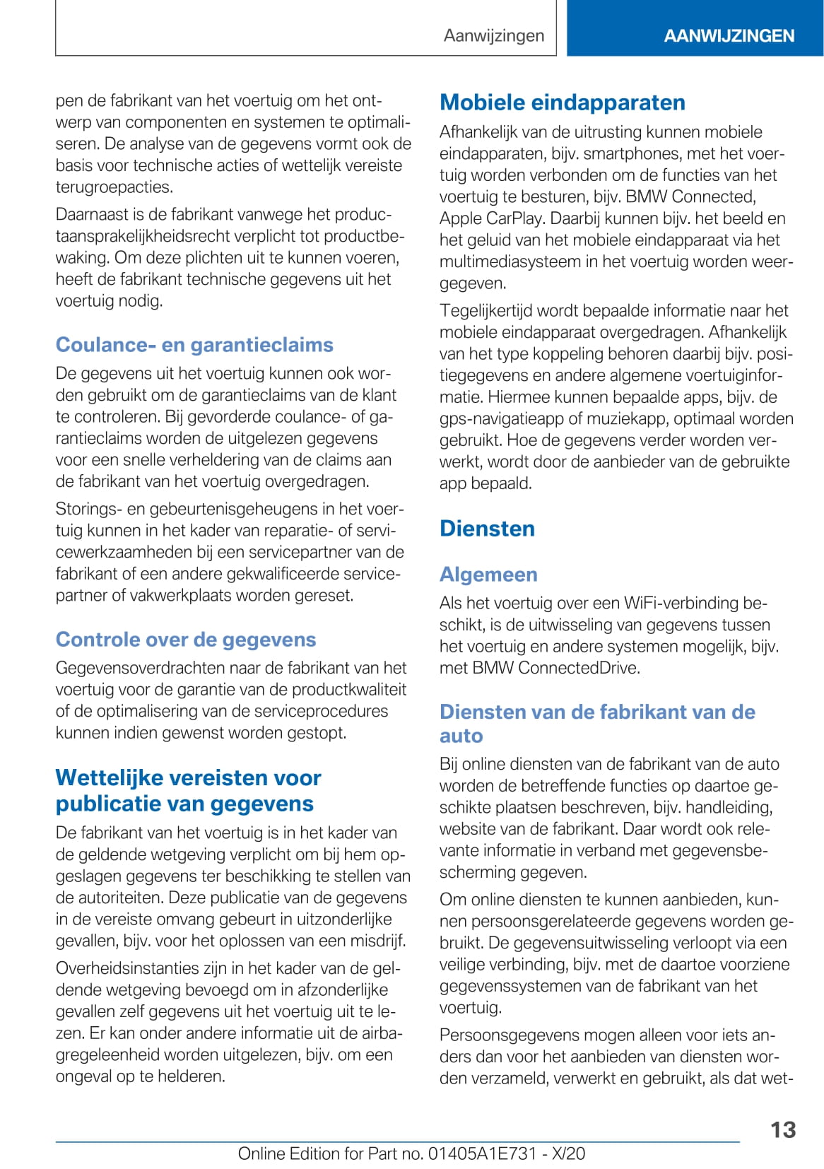 2020-2021 BMW X2 Owner's Manual | Dutch