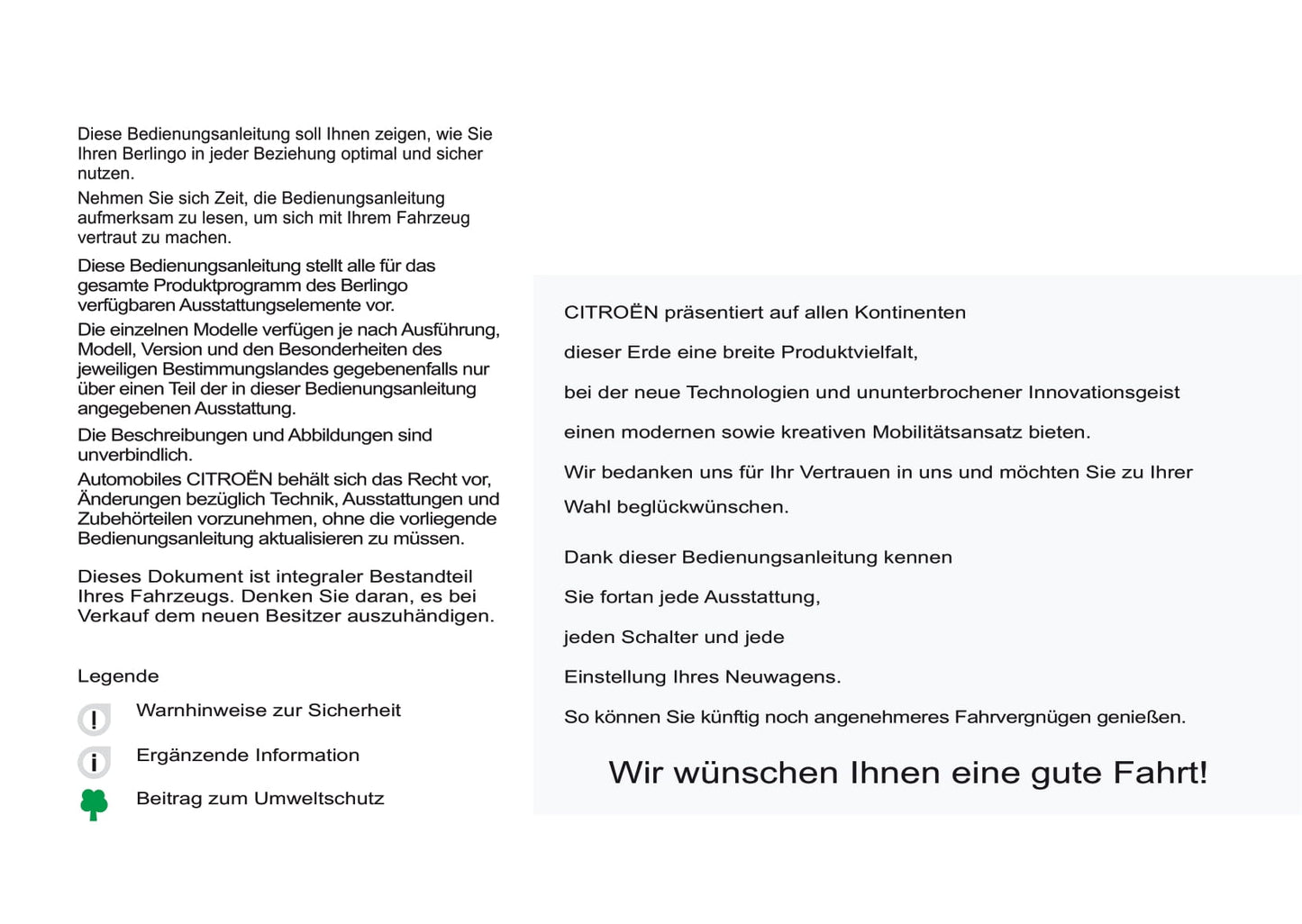 2016-2017 Citroën Berlingo Owner's Manual | German