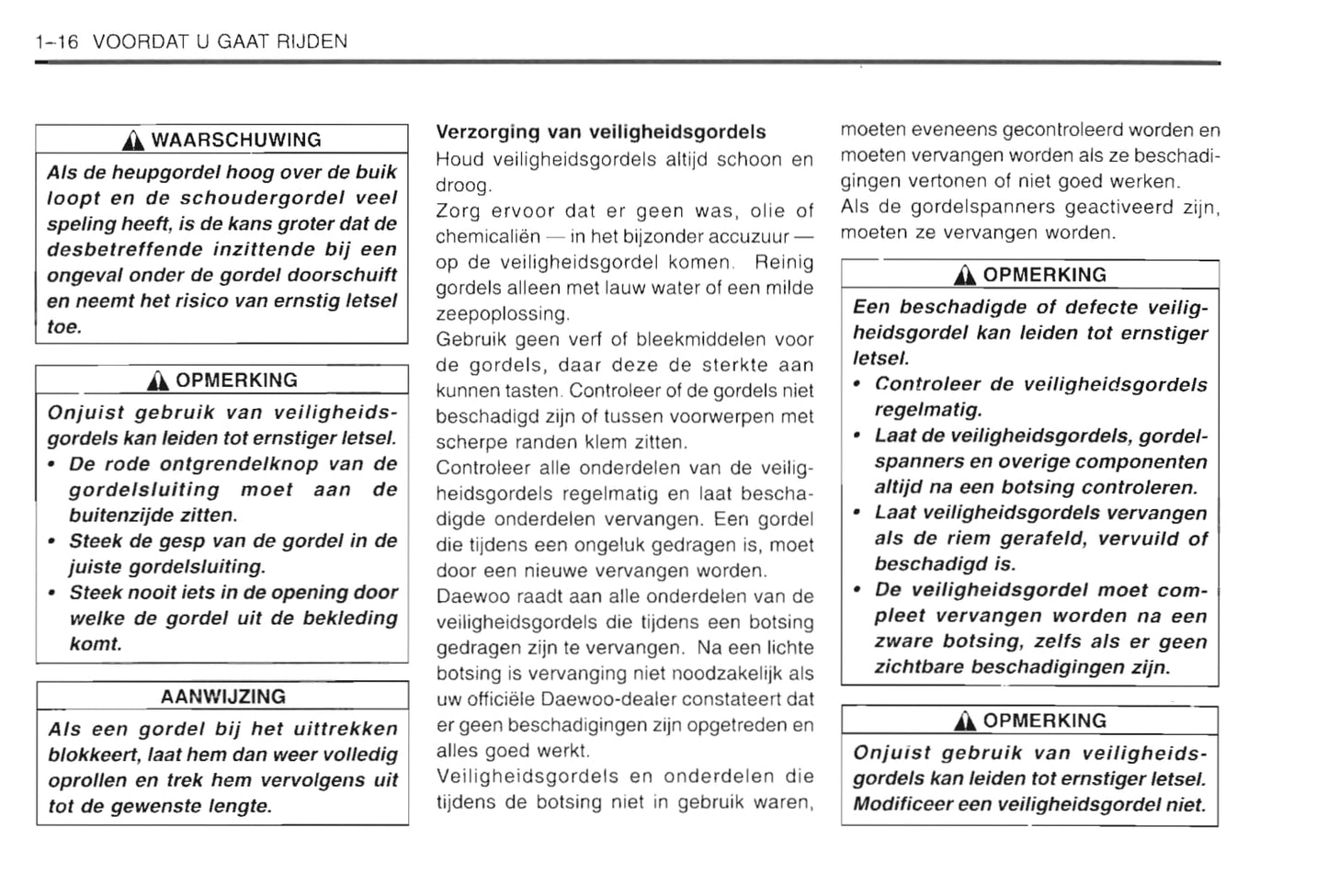 1997-2003 Daewoo Lanos Bedienungsanleitung | Niederländisch