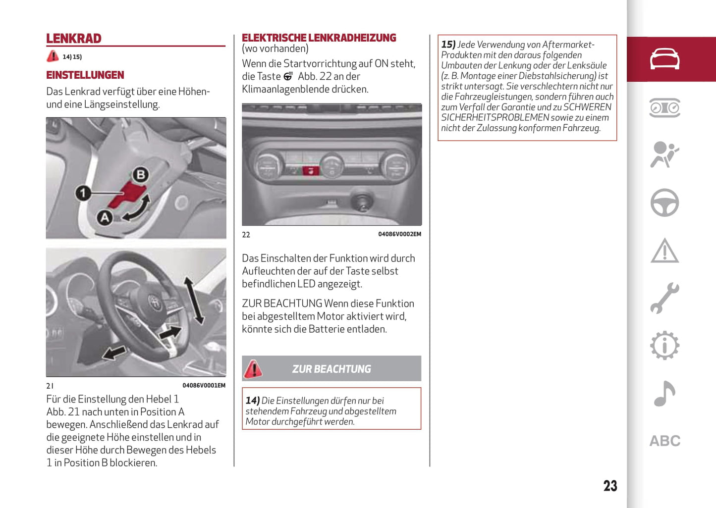 2017-2020 Alfa Romeo Stelvio Bedienungsanleitung | Deutsch
