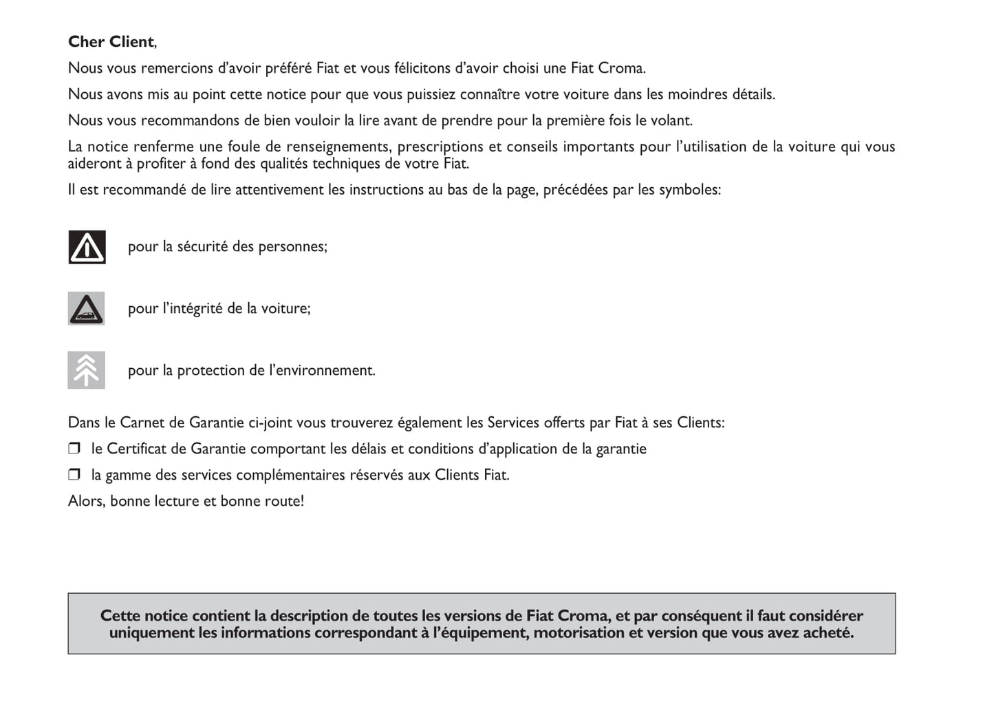 2009-2010 Fiat Croma Owner's Manual | French