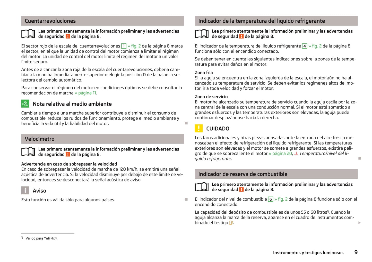 2009-2014 Skoda Yeti Bedienungsanleitung | Spanisch