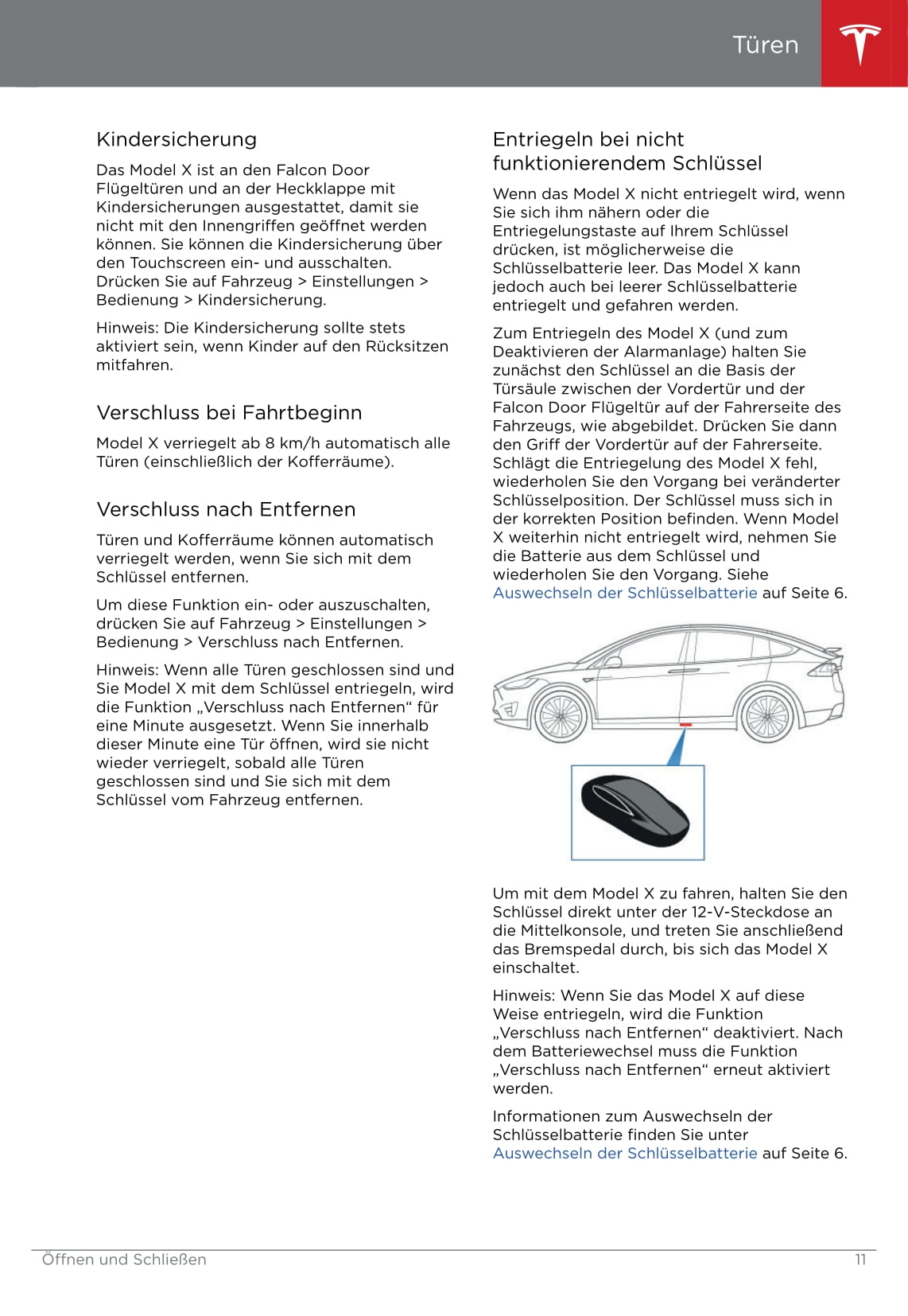 2016-2020 Tesla Model X Bedienungsanleitung | Deutsch