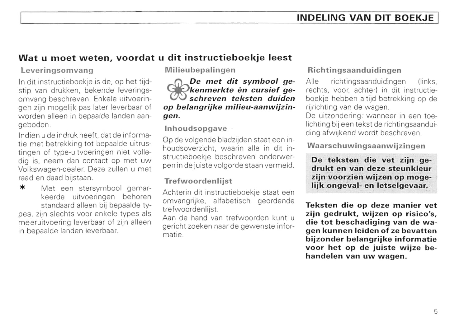 1994-1999 Volkswagen Polo/Variant Owner's Manual | Dutch