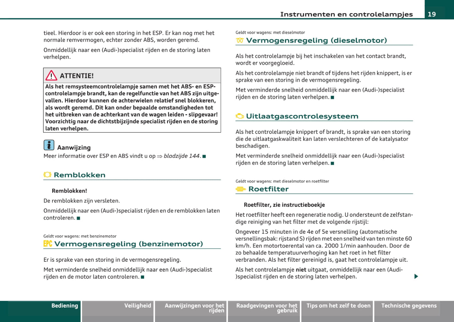 2008-2013 Audi A3 Bedienungsanleitung | Niederländisch