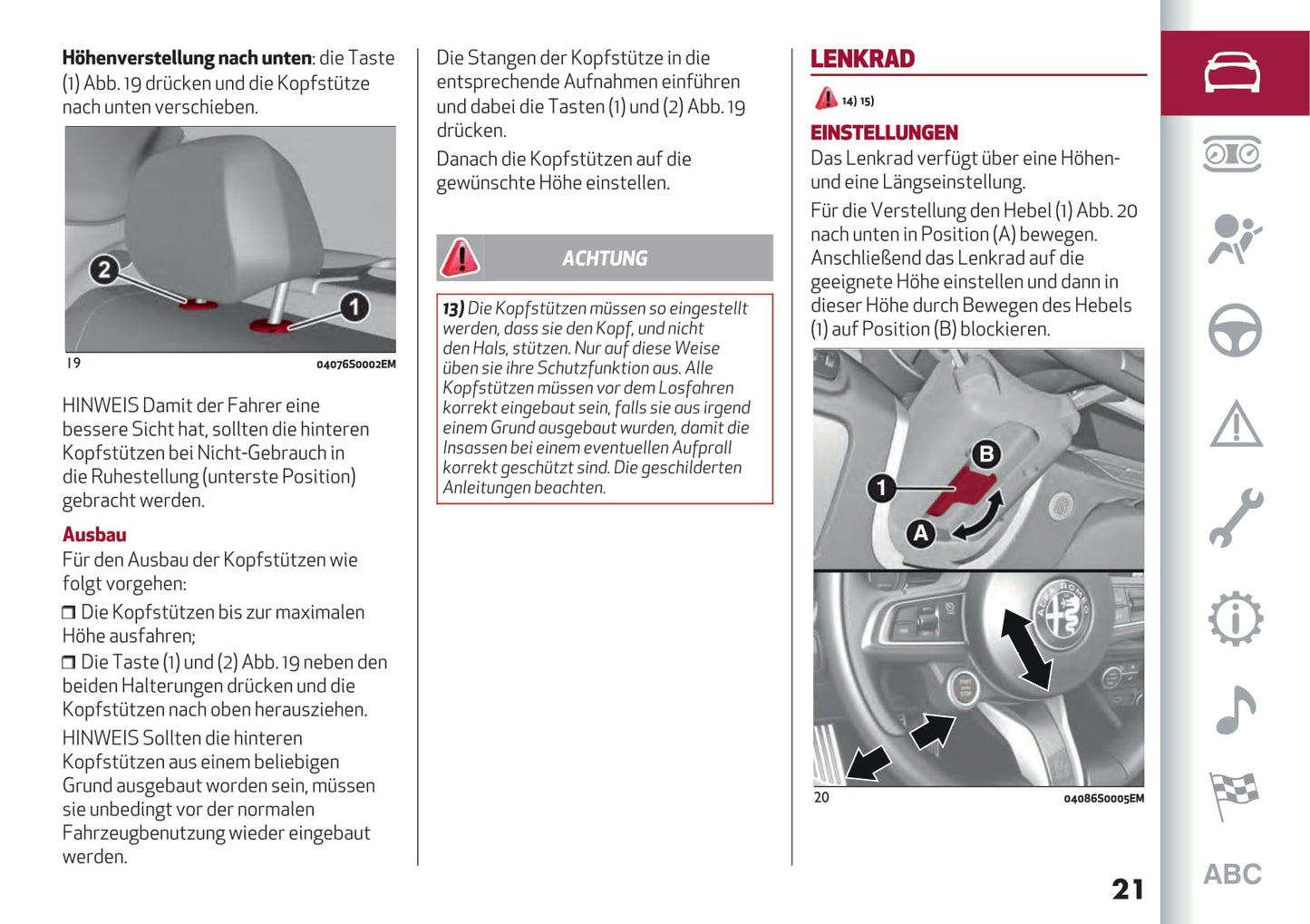 2021 Alfa Romeo Gulia Bedienungsanleitung | Deutsch