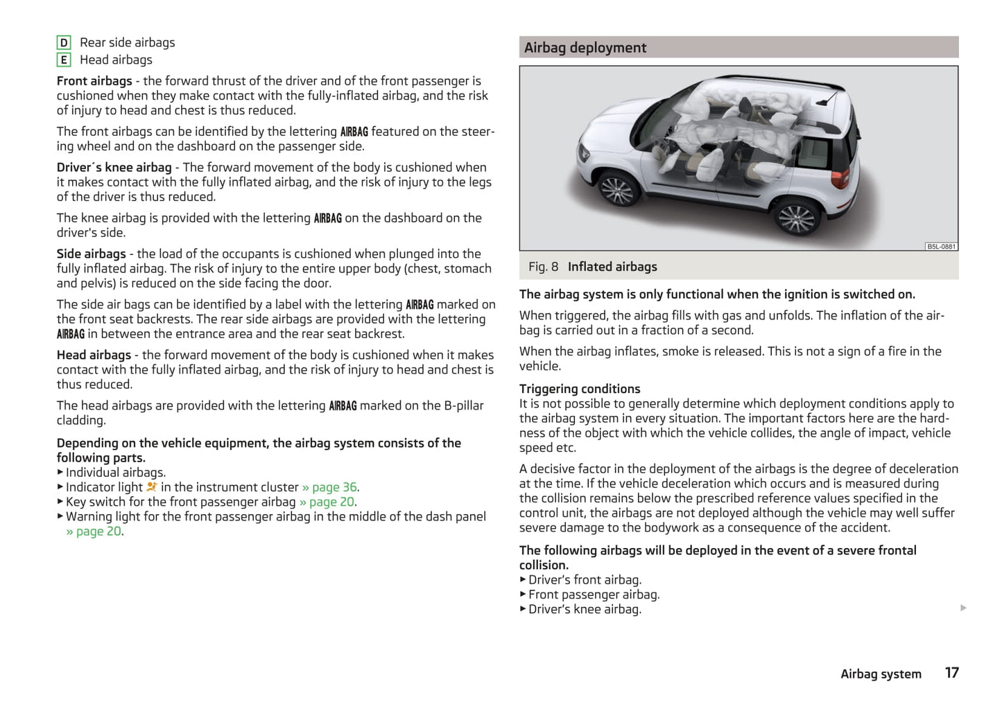 2013-2018 Skoda Yeti Bedienungsanleitung | Englisch