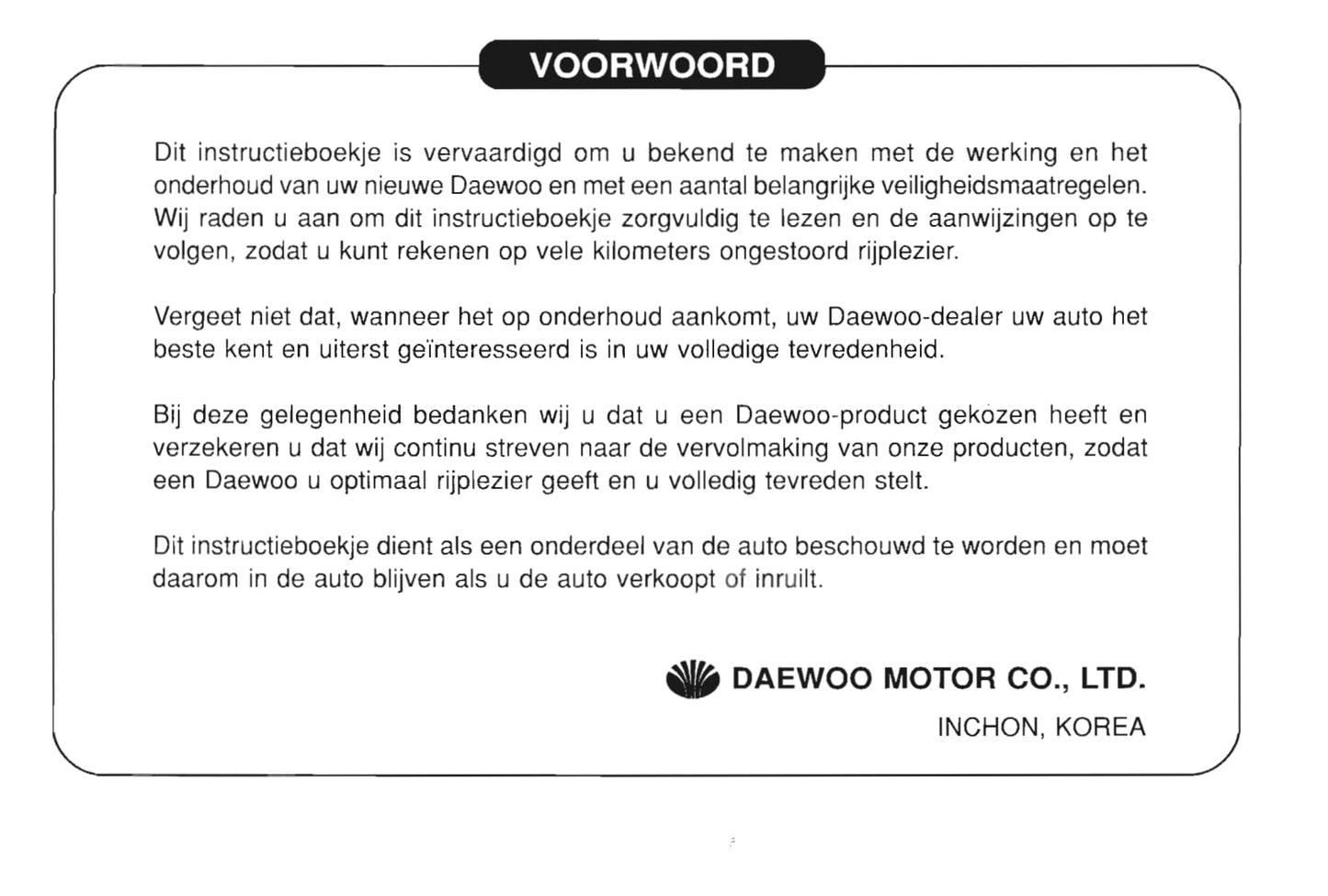 1997-2002 Daewoo Leganza Owner's Manual | Dutch