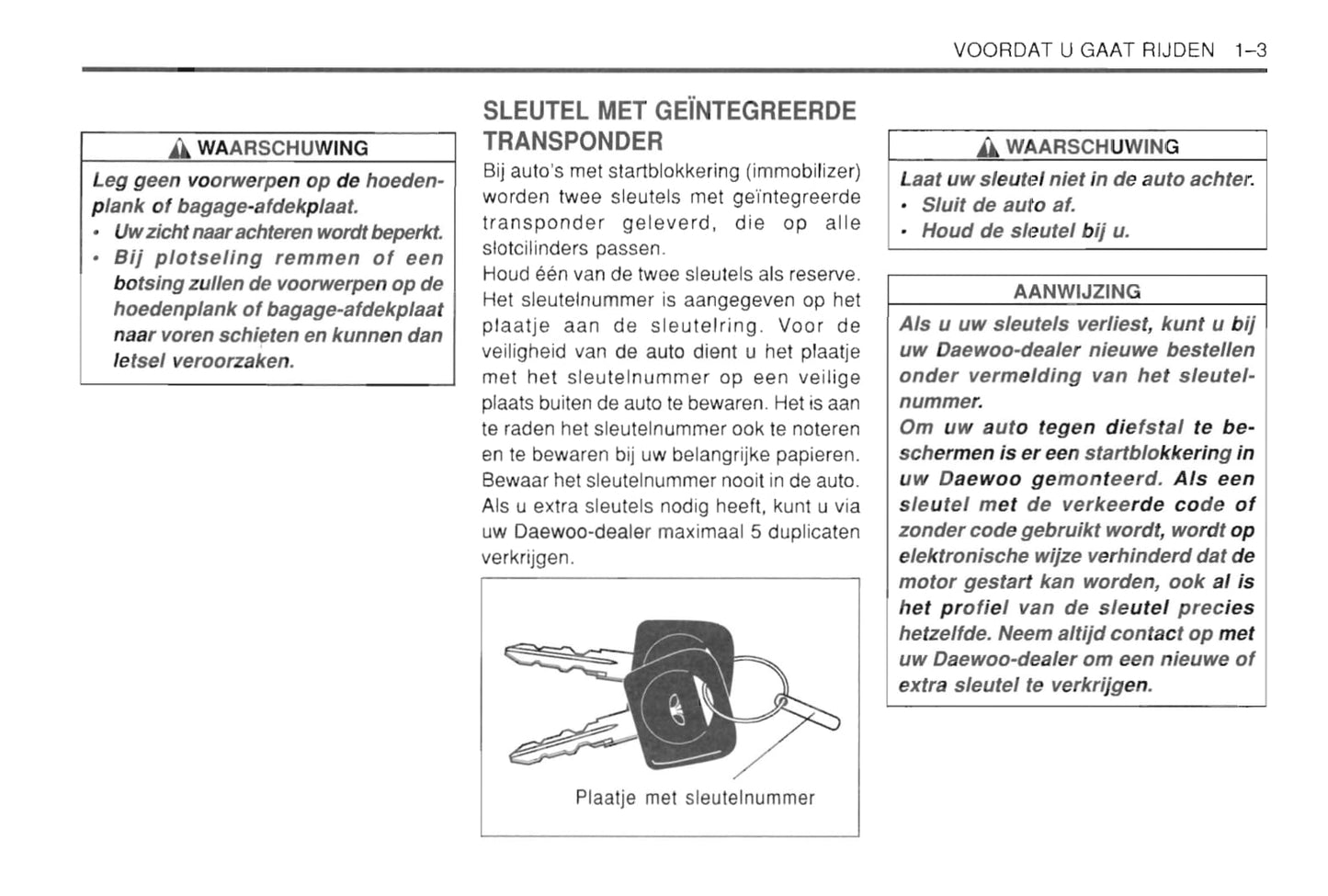 1997-2002 Daewoo Leganza Owner's Manual | Dutch