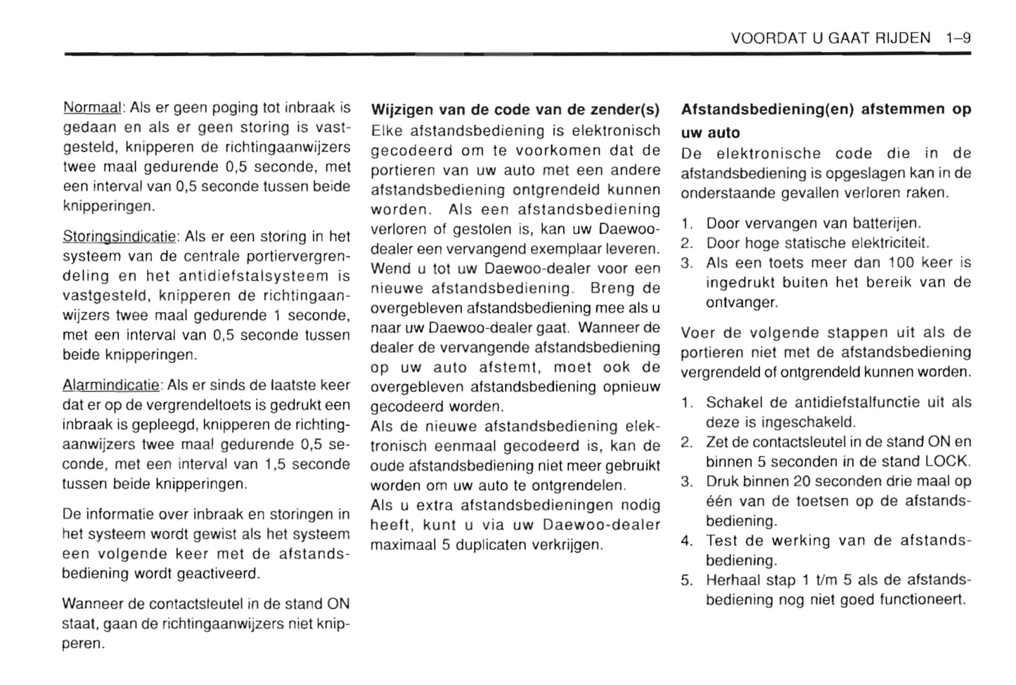 1997-2002 Daewoo Leganza Owner's Manual | Dutch