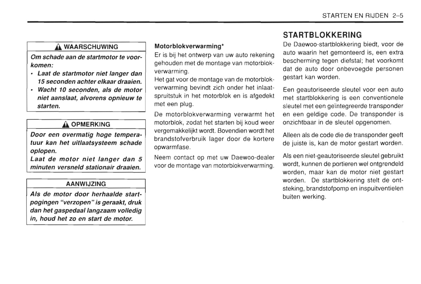 1997-2002 Daewoo Leganza Owner's Manual | Dutch
