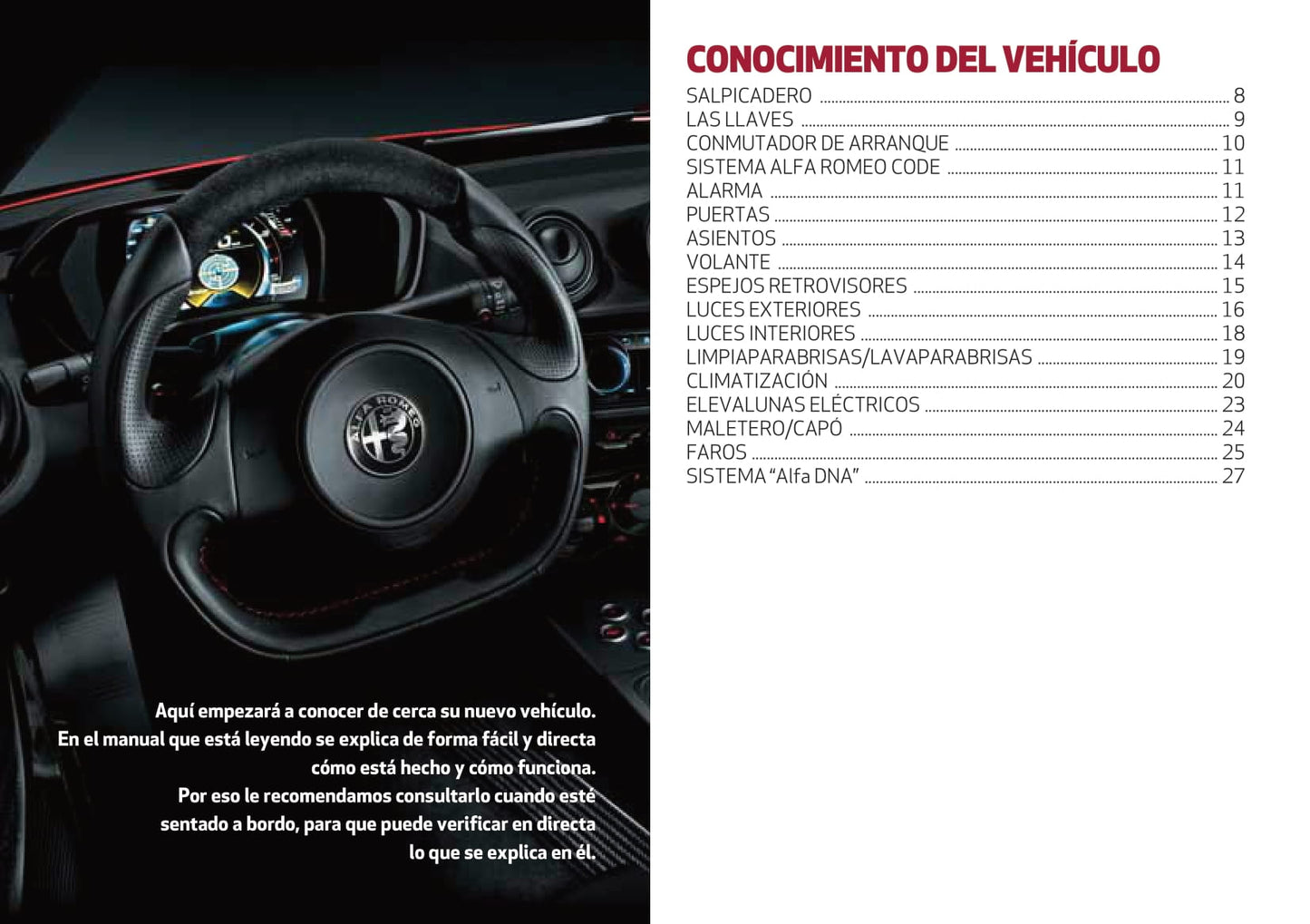 2016-2018 Alfa Romeo 4C Bedienungsanleitung | Spanisch