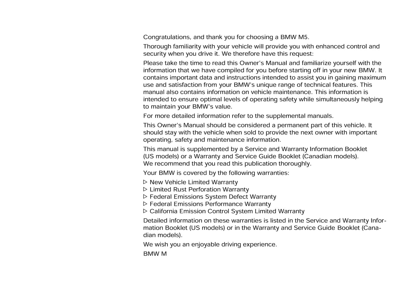 2002 BMW M5 Owner's Manual | English