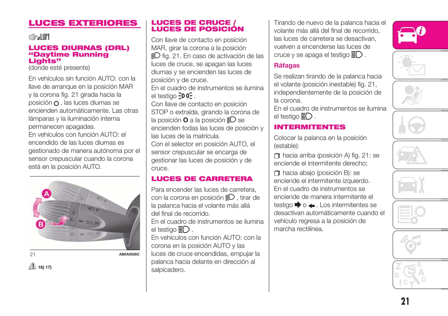 2016-2020 Abarth 595/695 Owner's Manual | Spanish