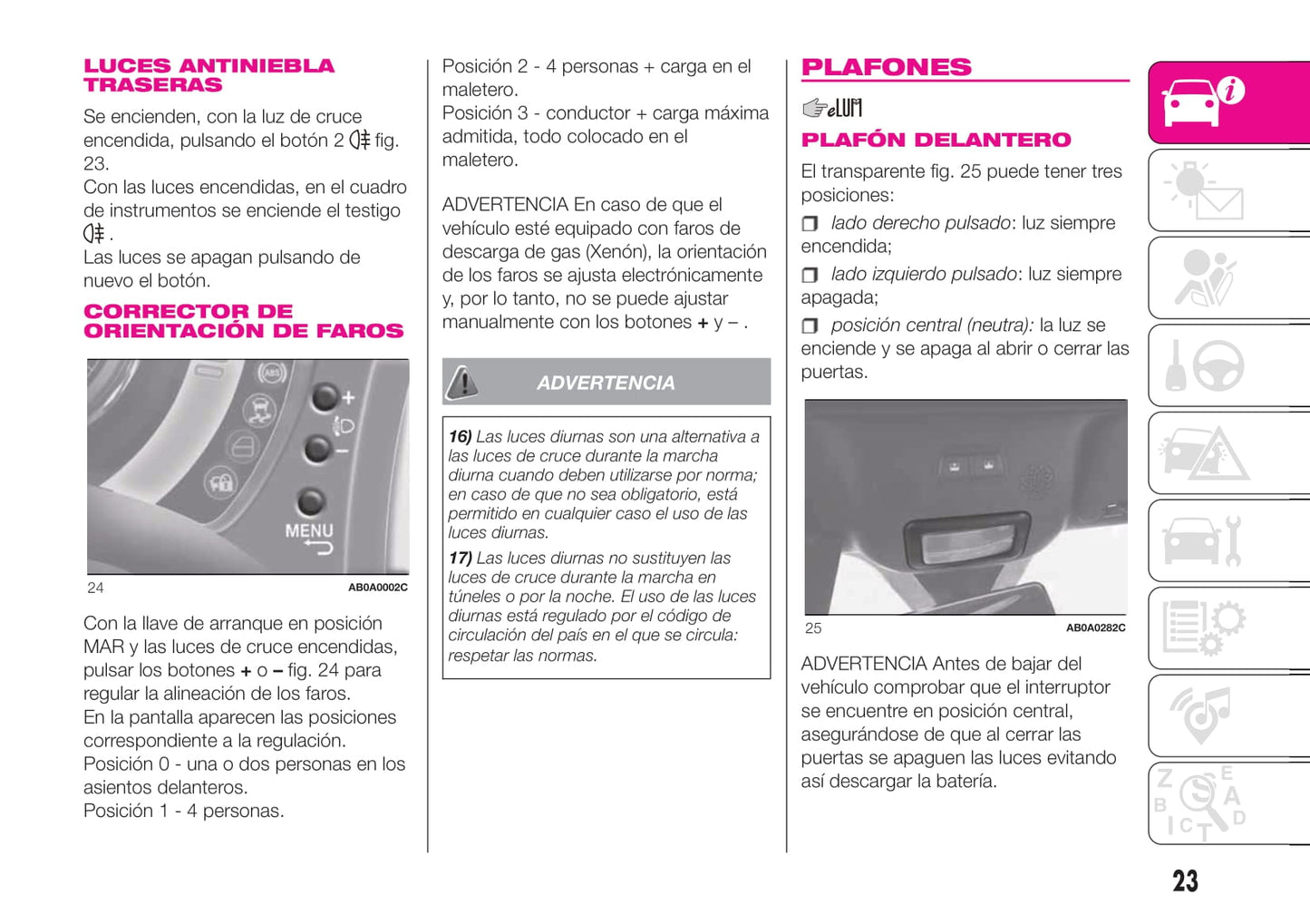 2016-2020 Abarth 595/695 Owner's Manual | Spanish