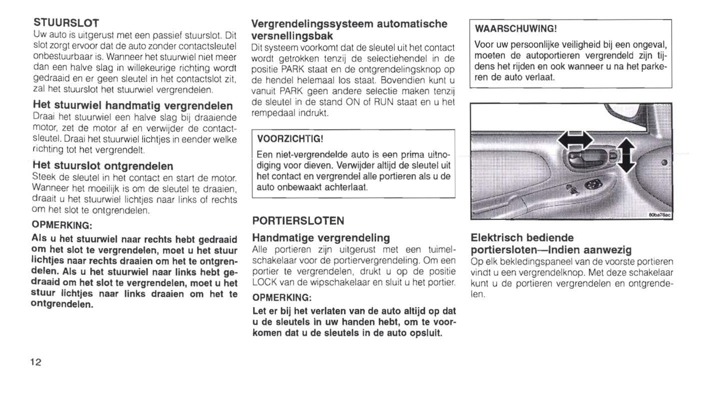 1999-2005 Chrysler Neon Owner's Manual | Dutch