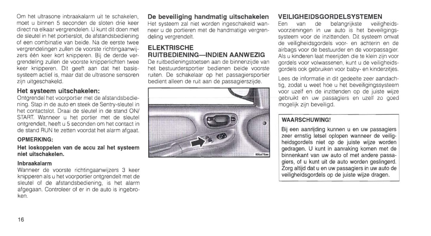 1999-2005 Chrysler Neon Owner's Manual | Dutch