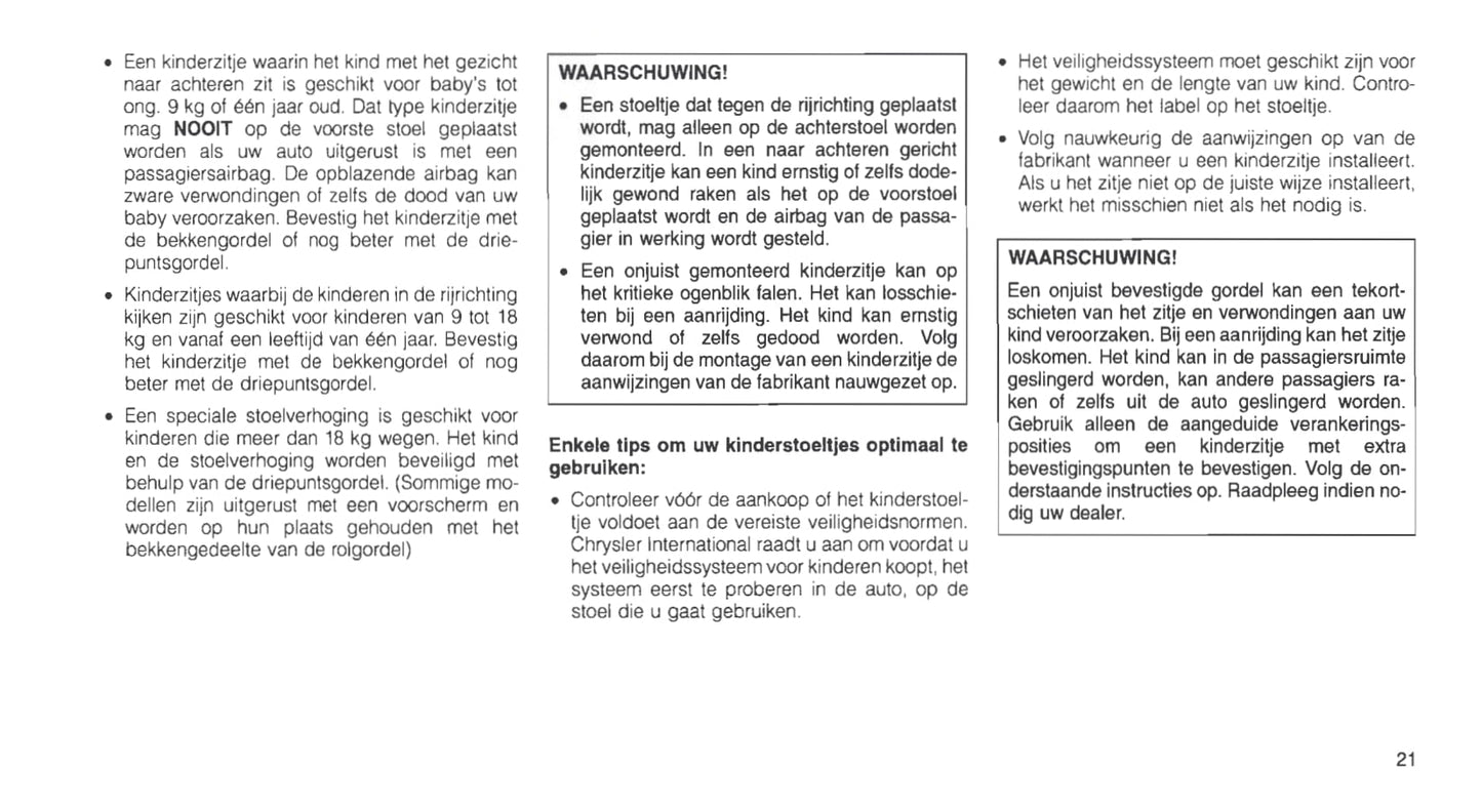 1999-2005 Chrysler Neon Owner's Manual | Dutch