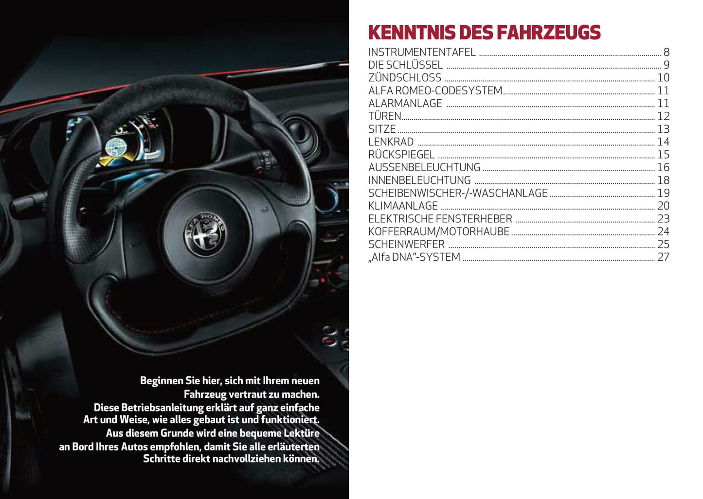 2013-2023 Alfa Romeo 4C Bedienungsanleitung | Deutsch