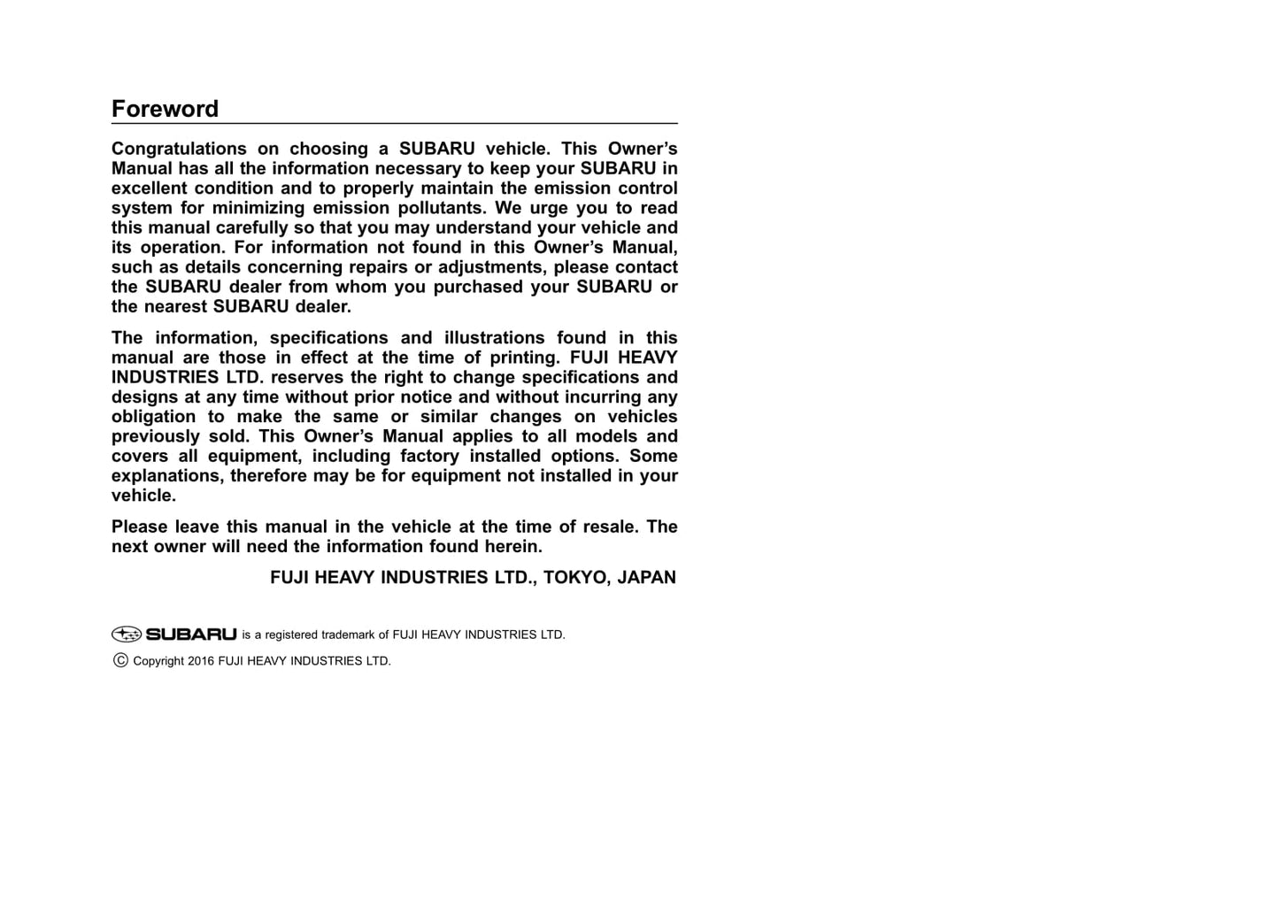 2012-2017 Subaru Crosstrek Bedienungsanleitung | Englisch