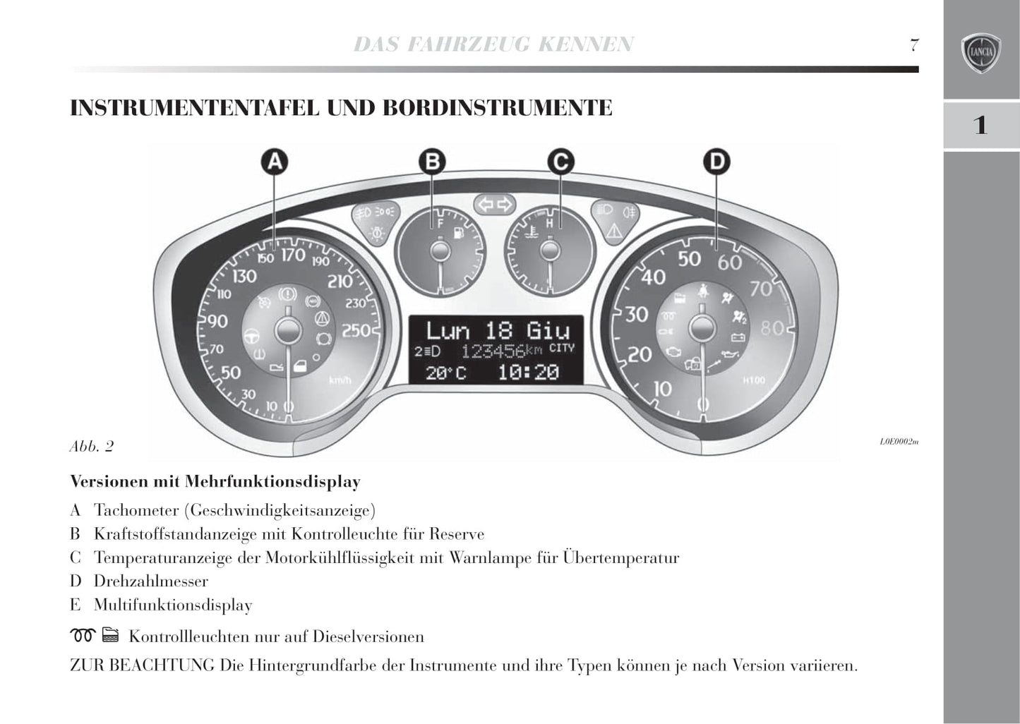 2008-2011 Lancia Delta Bedienungsanleitung | Deutsch