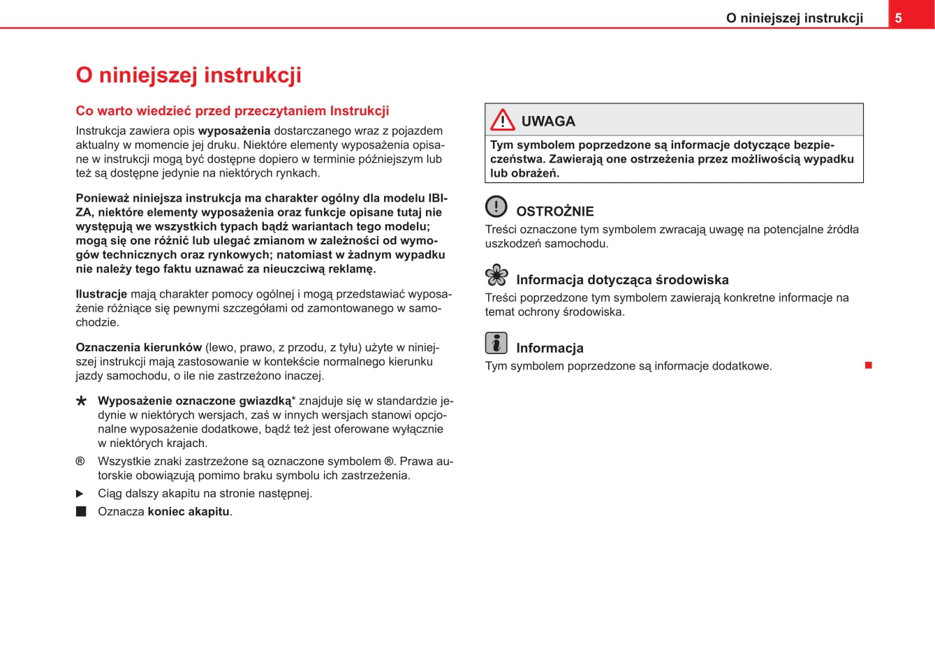2013-2014 Seat Ibiza Owner's Manual | Polish
