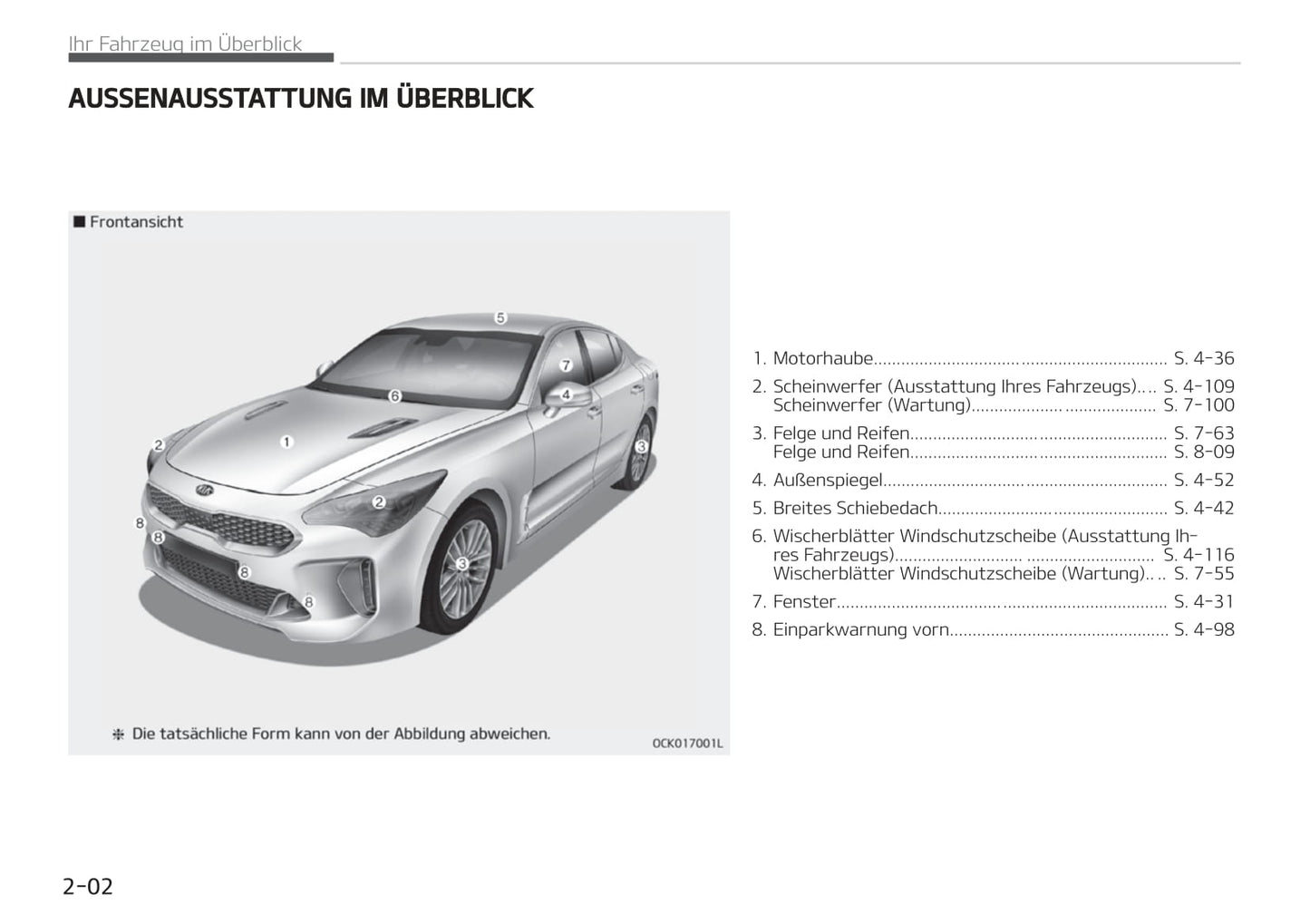2018-2019 Kia Stinger Bedienungsanleitung | Deutsch