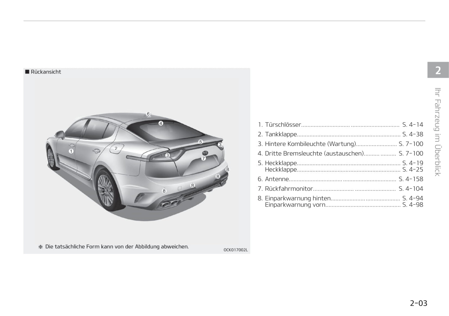 2018-2019 Kia Stinger Bedienungsanleitung | Deutsch