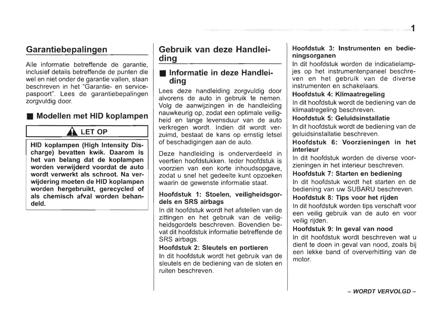 2017-2019 Subaru Forester Bedienungsanleitung | Niederländisch