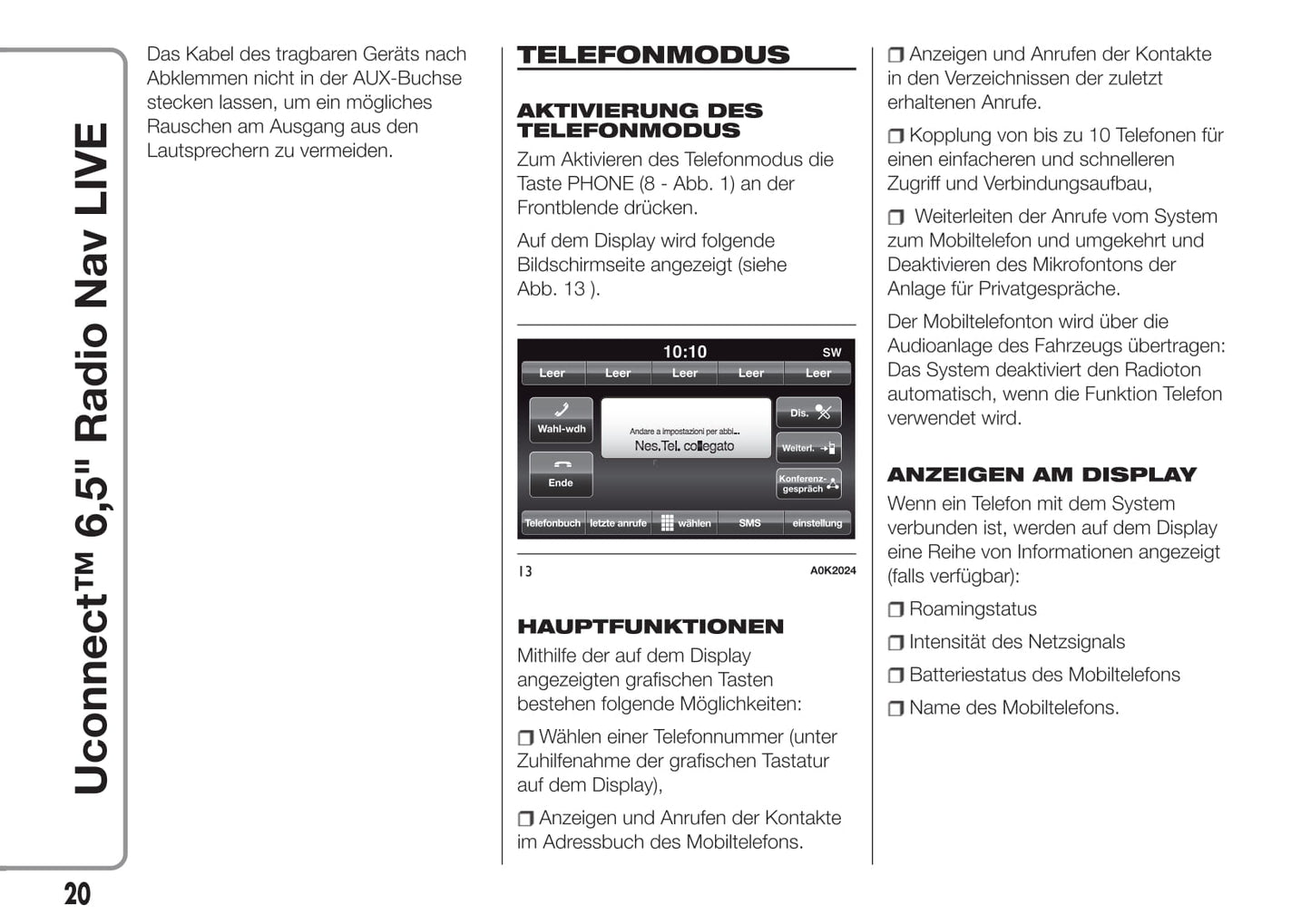 Jeep Renegade Uconnect 6.5 Radio Nav Live Bedienungsanleitung 2016 - 2018