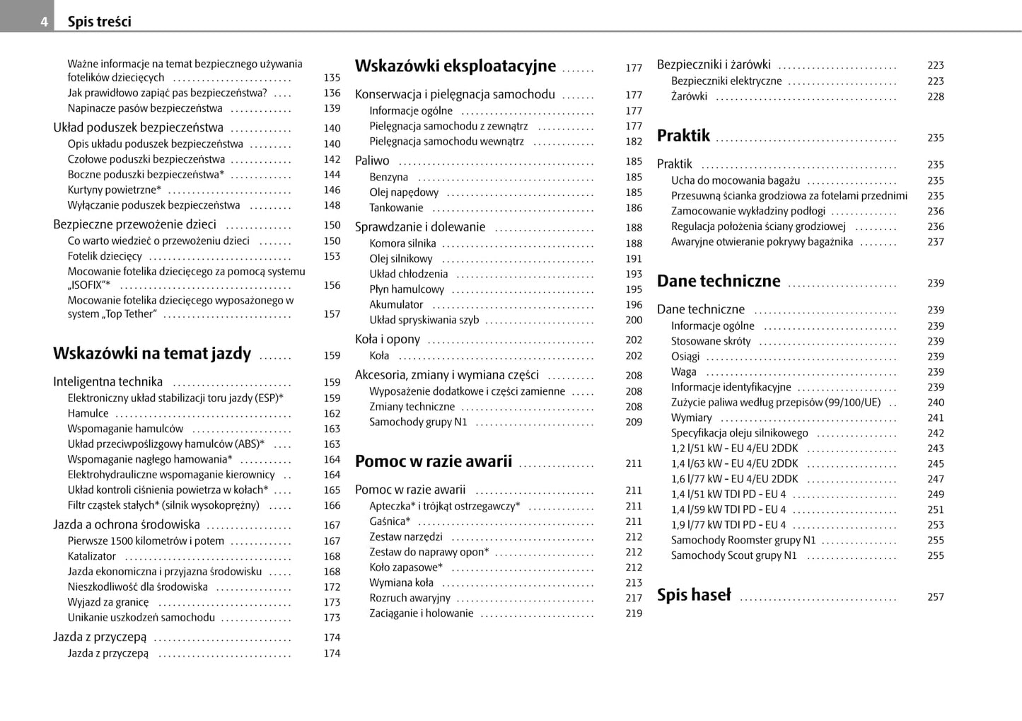 2006-2010 Skoda Roomster Bedienungsanleitung | Polnisch