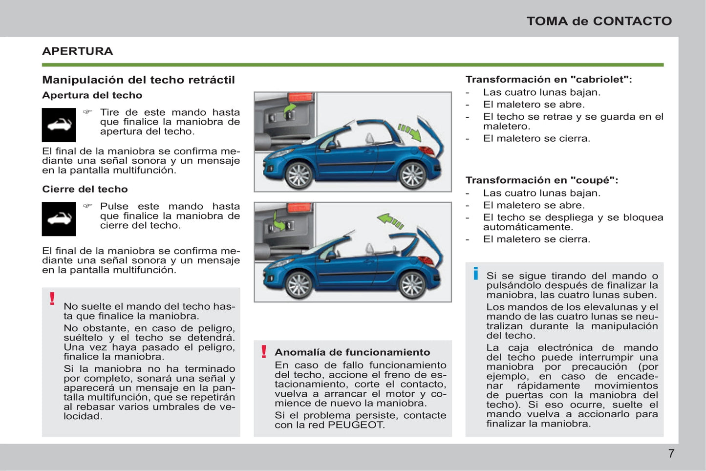 2014-2015 Peugeot 207 CC Bedienungsanleitung | Spanisch